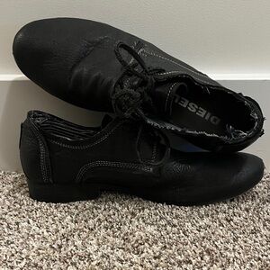 Diesel Black Leather Lace-Up Oxfords